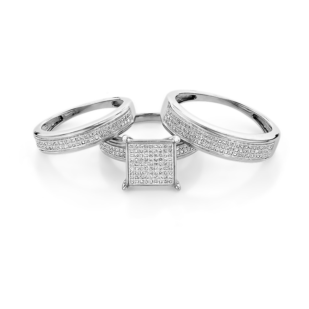 Affordable Wedding Rings Sets
 Affordable Bridal Trio Ring Sets Diamond Engagement Set
