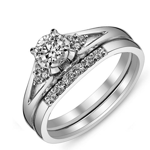 Affordable Wedding Rings Sets
 Affordable Diamond Bridal Ring Set for Women in White Gold