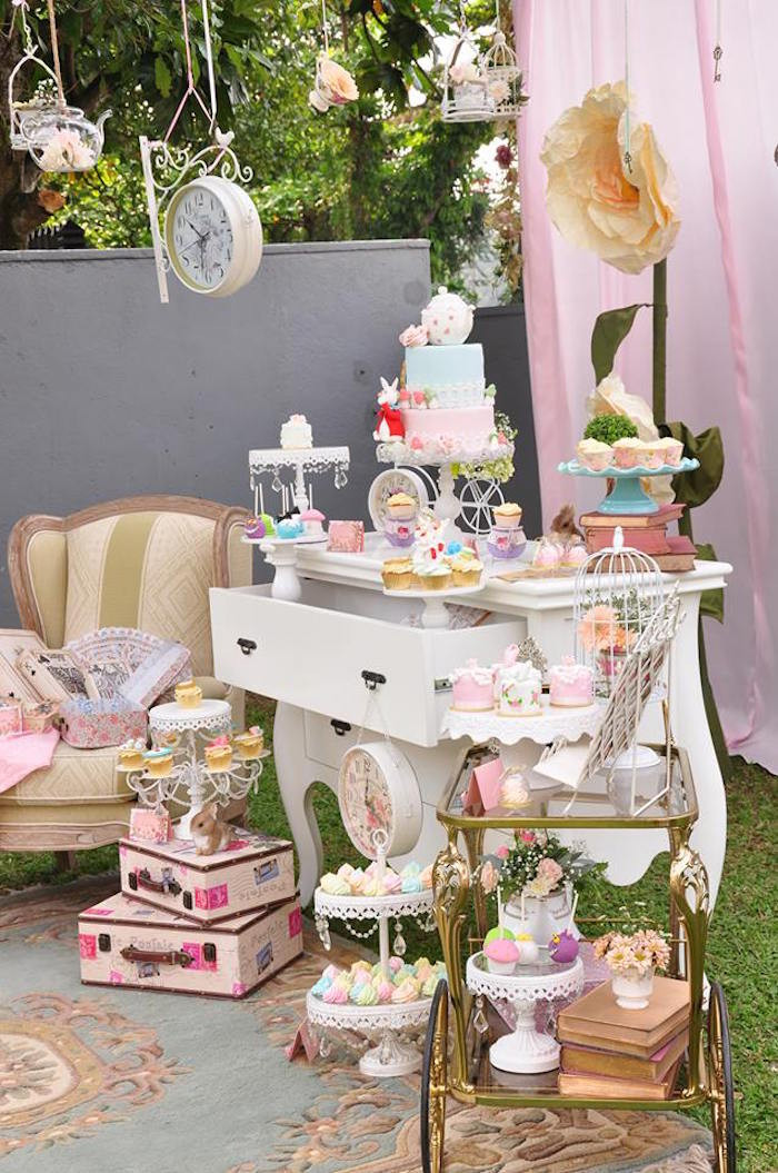 Alice In Wonderland Birthday Party Decorations
 Kara s Party Ideas Vintage Alice in Wonderland Birthday
