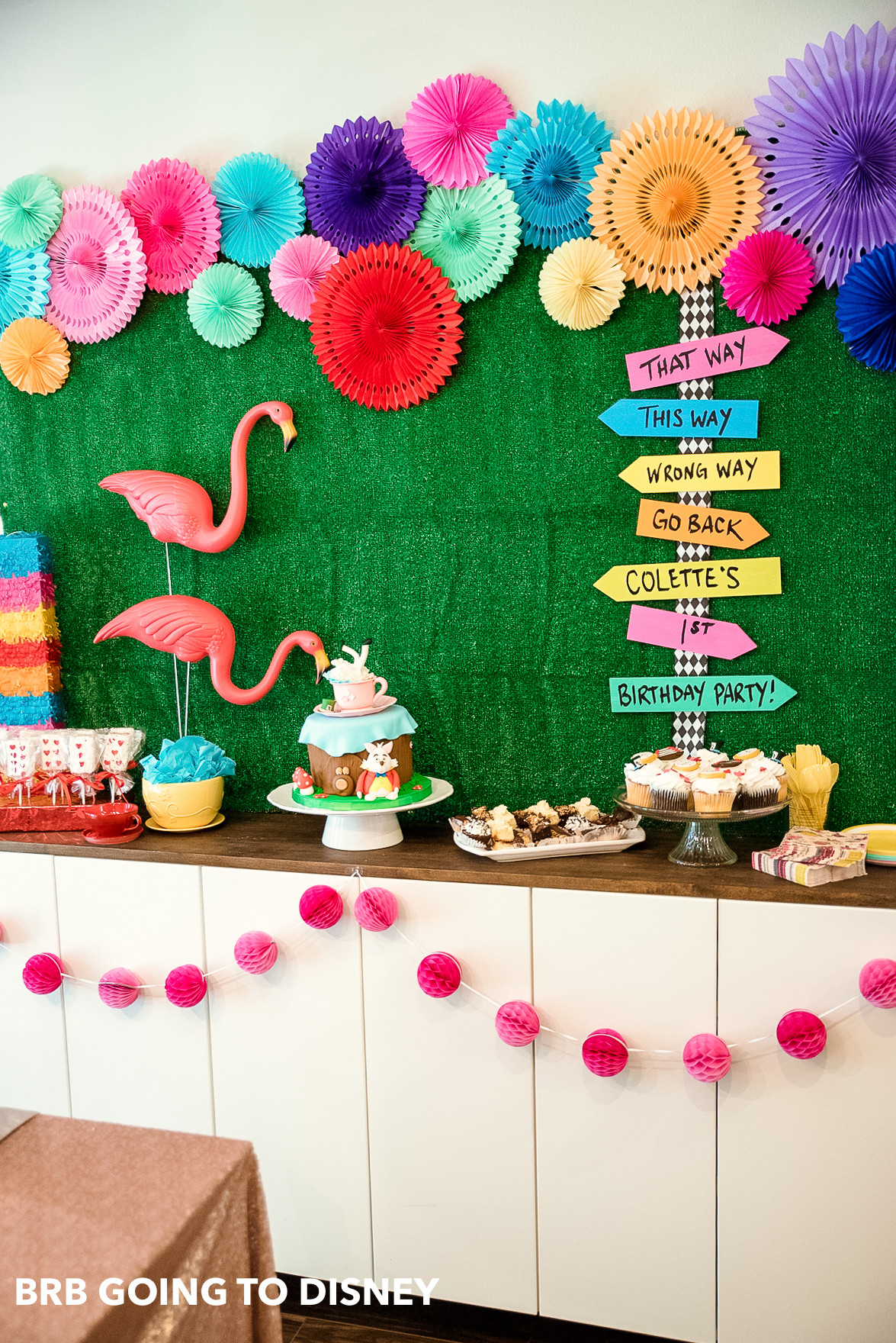 Alice In Wonderland Birthday Party Decorations
 Alice in Wonderland First Birthday Party BRB Going to Disney