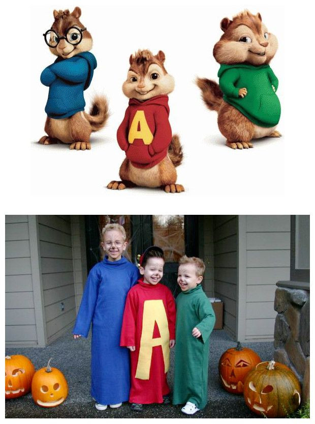 Alvin And The Chipmunks DIY Costume
 Characters Alvin Simon Theodore TV show Alvin & The