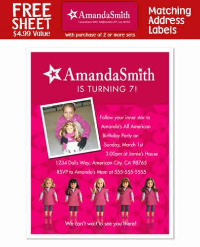 American Girl Birthday Party Invitations
 8 AMERICAN GIRL DOLL Birthday Party Personalized