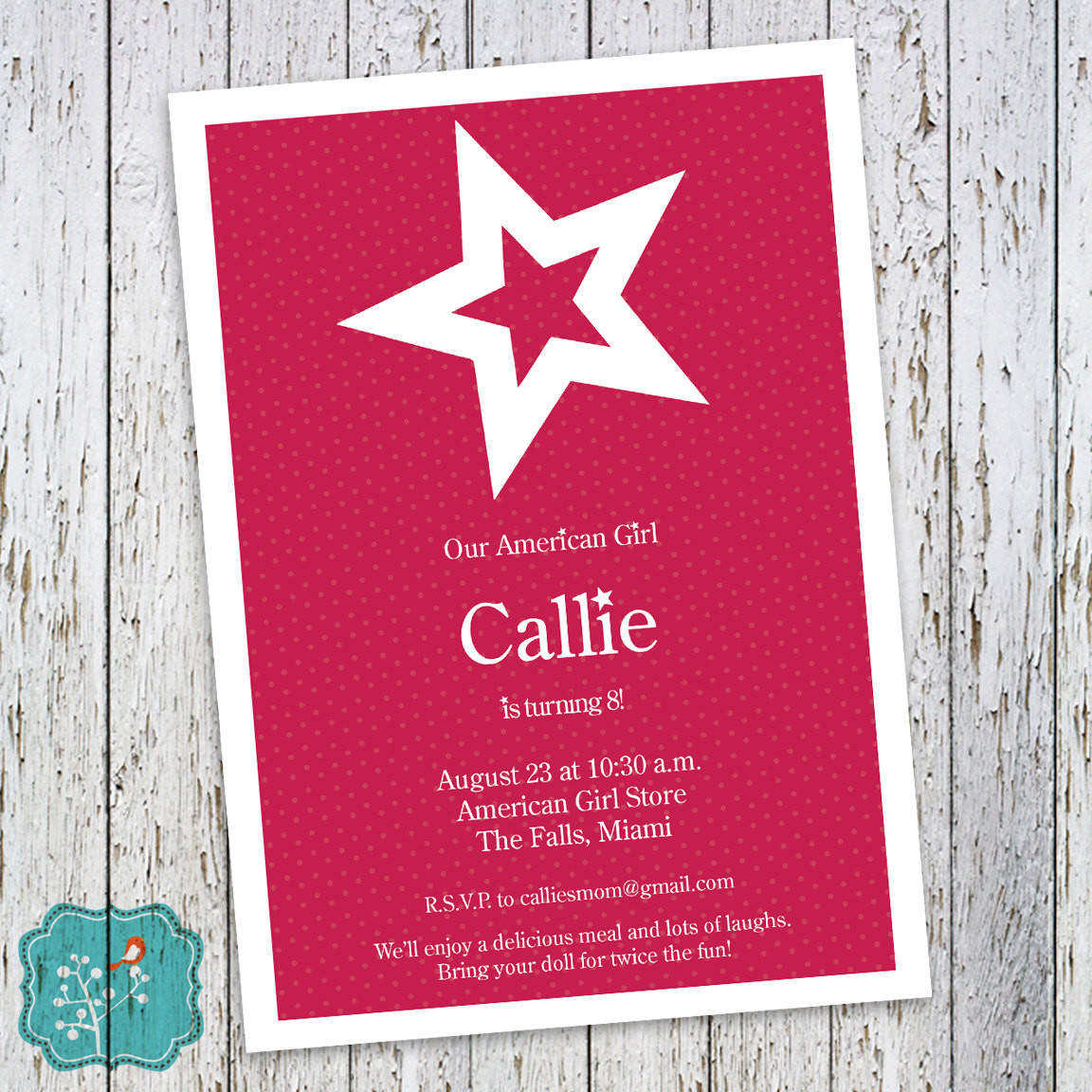 American Girl Birthday Party Invitations
 American Girl Birthday Invitation Girl Birthday by