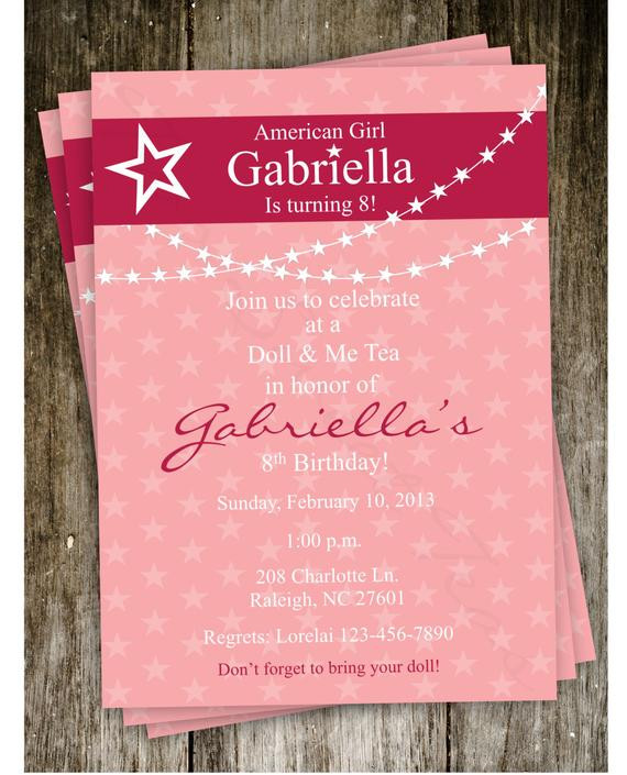 American Girl Birthday Party Invitations
 American Girl Doll Birthday Party Invitation Digital by