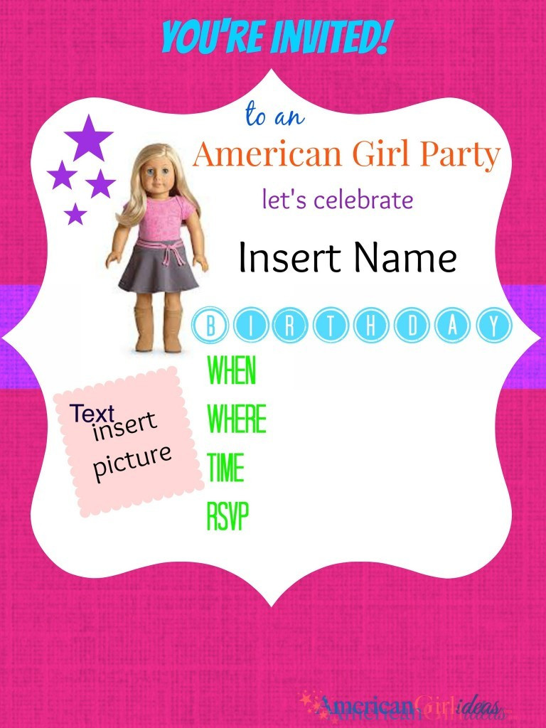 American Girl Birthday Party Invitations
 American Girl Party Invitations • American Girl Ideas