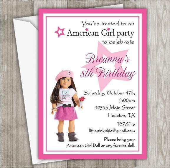 American Girl Birthday Party Invitations
 American Girl birthday invitations