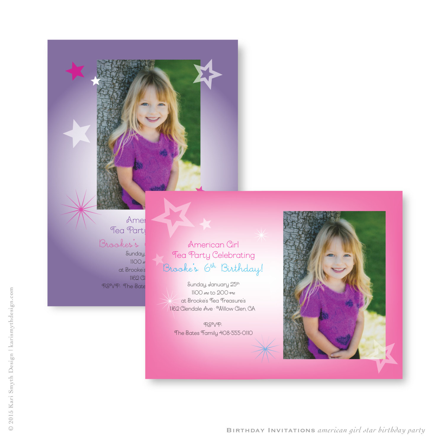 American Girl Birthday Party Invitations
 American Girl Star Birthday Party Invitations