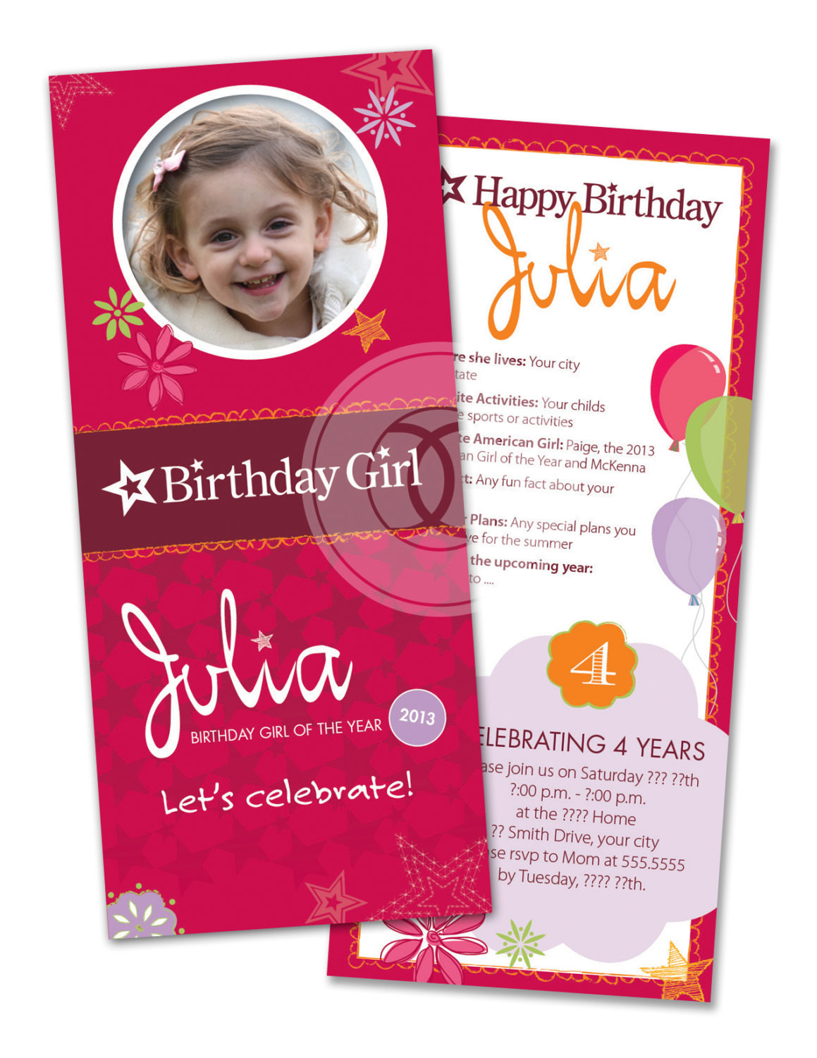 American Girl Birthday Party Invitations
 American Girl Birthday invitation by DenimGraphics on Etsy