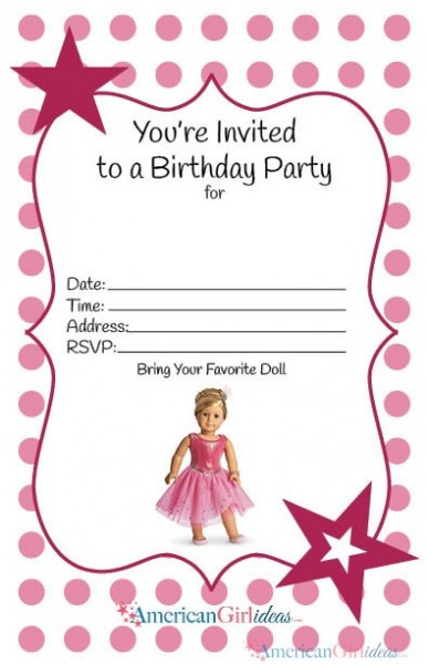 American Girl Birthday Party Invitations
 American Girl Party Invitations • American Girl Ideas