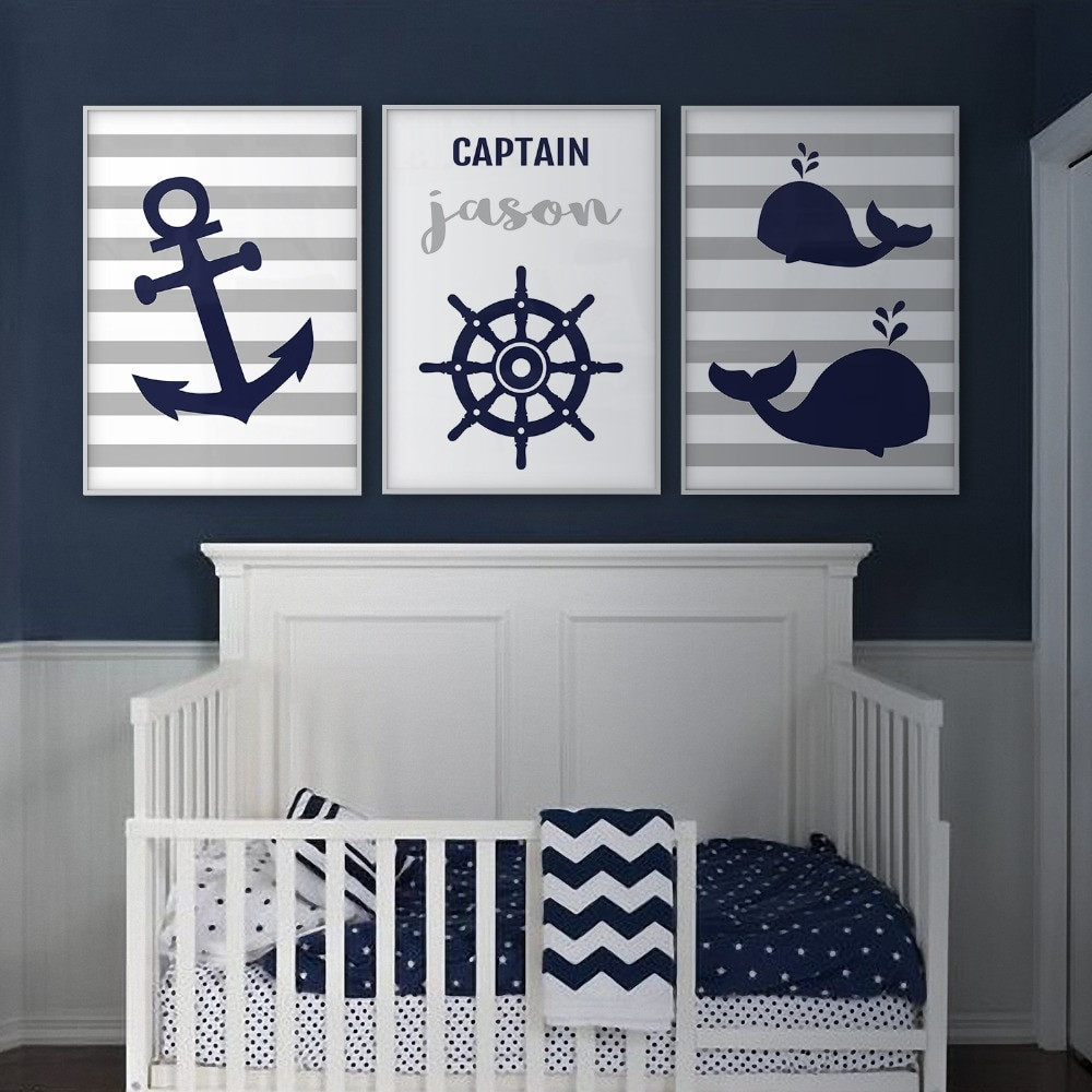 Anchor Baby Room Decor
 Anchor Whale Wall Art Nautical Nursery Decor Canvas Art