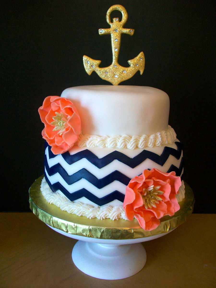 Anchor Birthday Cakes
 Anchor And Chevron Cake CakeCentral