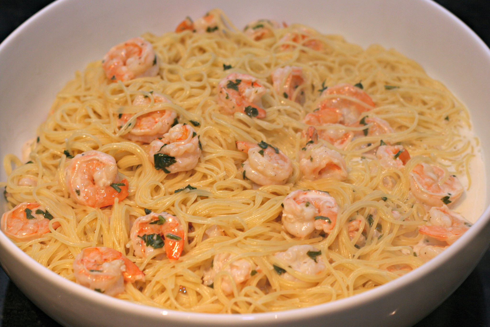 Angel Hair Pasta With Shrimp And Alfredo Sauce
 Open Arms of Minnesota