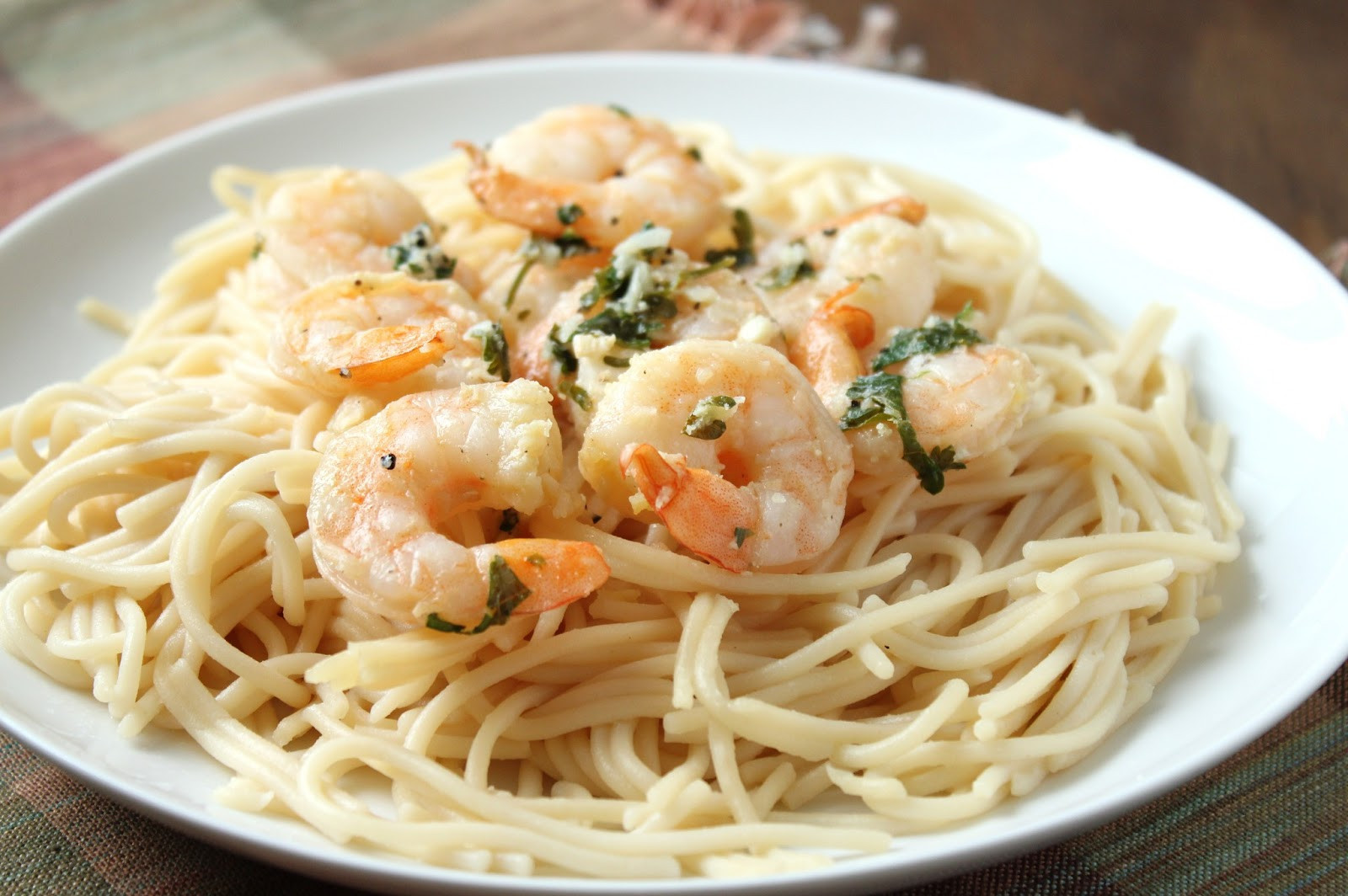 Angel Hair Pasta With Shrimp And Alfredo Sauce
 shrimp scampi with linguini alfredo