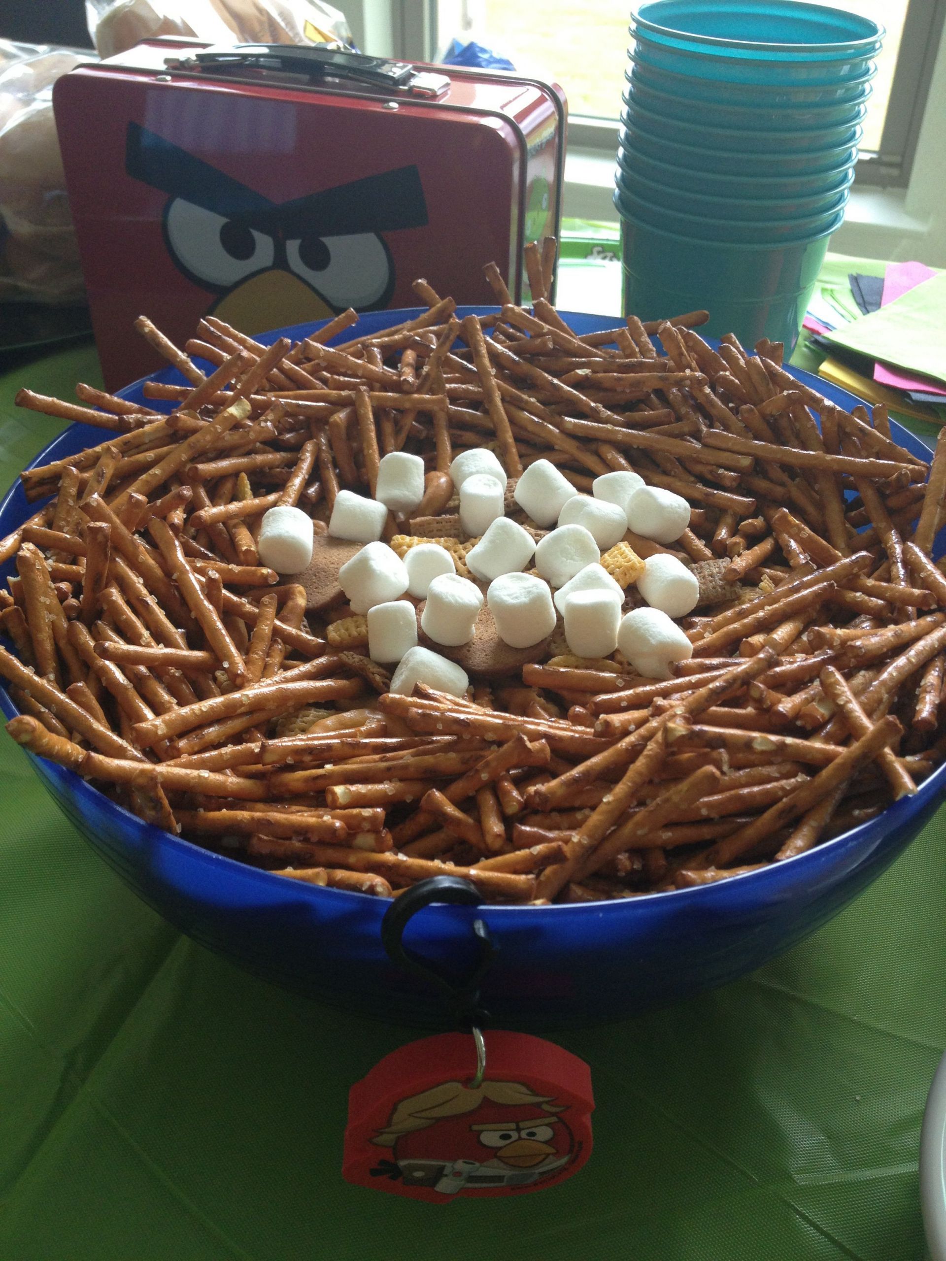 Angry Birds Party Food Ideas
 Angry bird party food bird food chez mix with pretzel