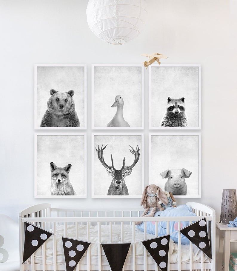 Animal Baby Room Decor
 Six Animal Prints Boys Nursery Room Ideas Woodland Animals