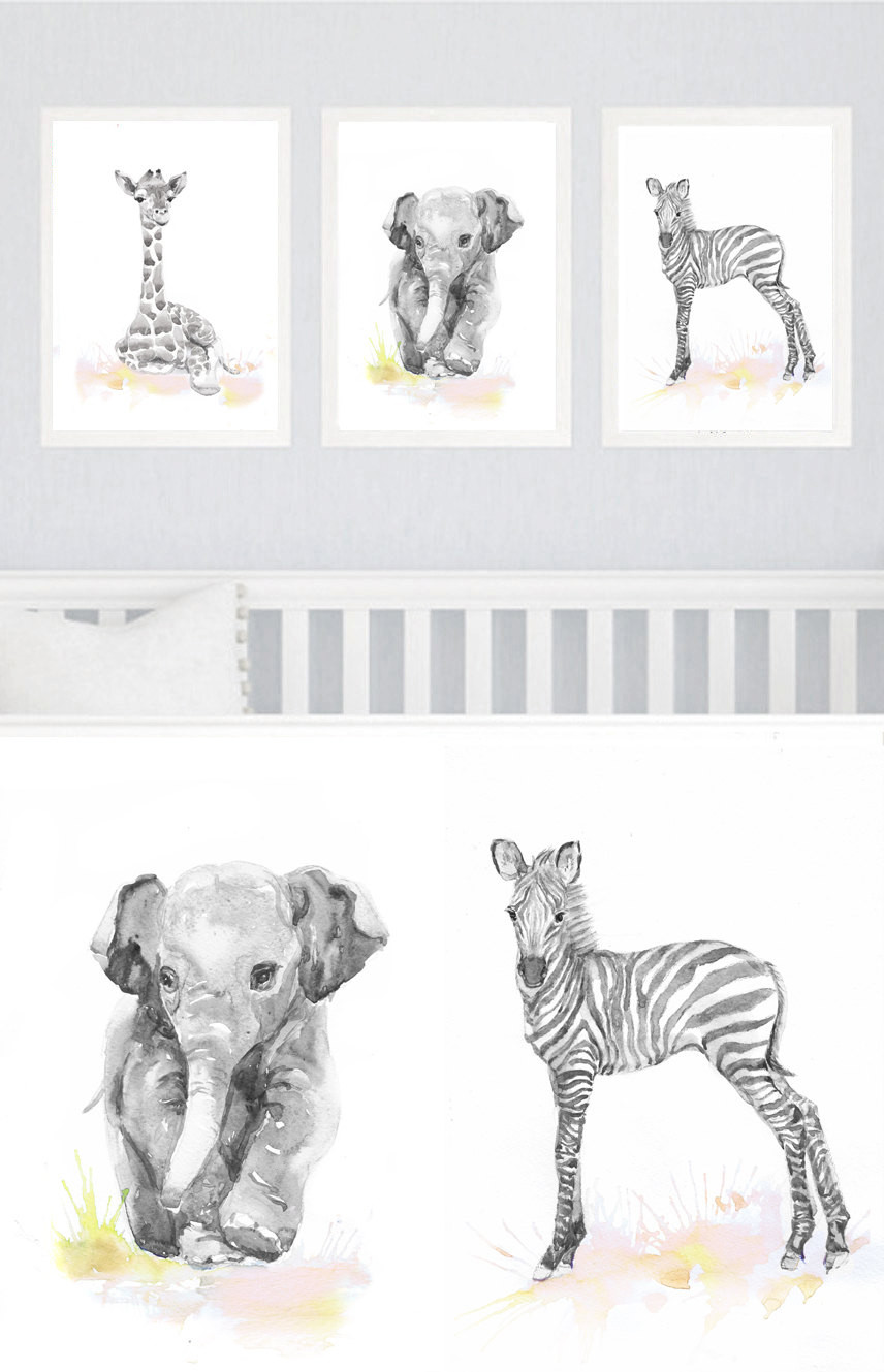 Animal Baby Room Decor
 Neutral Nursery Decor Set of 3 prints Baby Animals Nursery