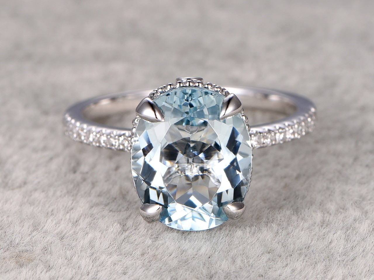 Aquamarine And Diamond Engagement Rings
 11x9mm Oval Aquamarine Engagement Ring unique engagement