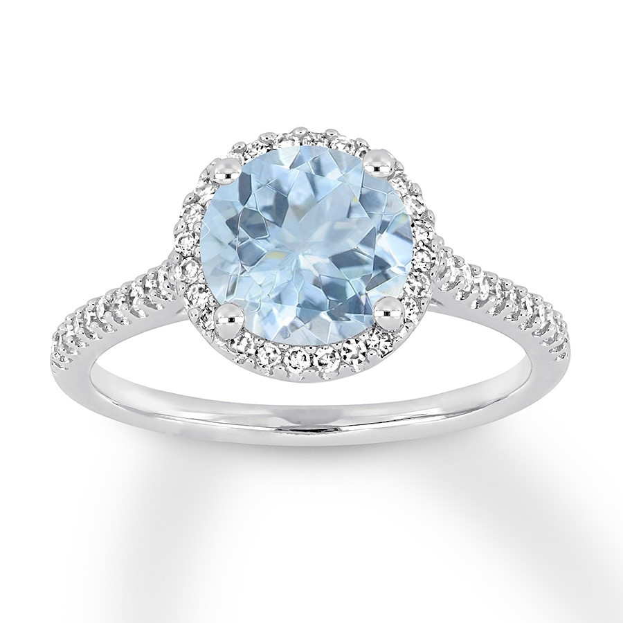 Aquamarine And Diamond Engagement Rings
 Aquamarine Engagement Ring 1 4 ct tw Diamonds 14K White