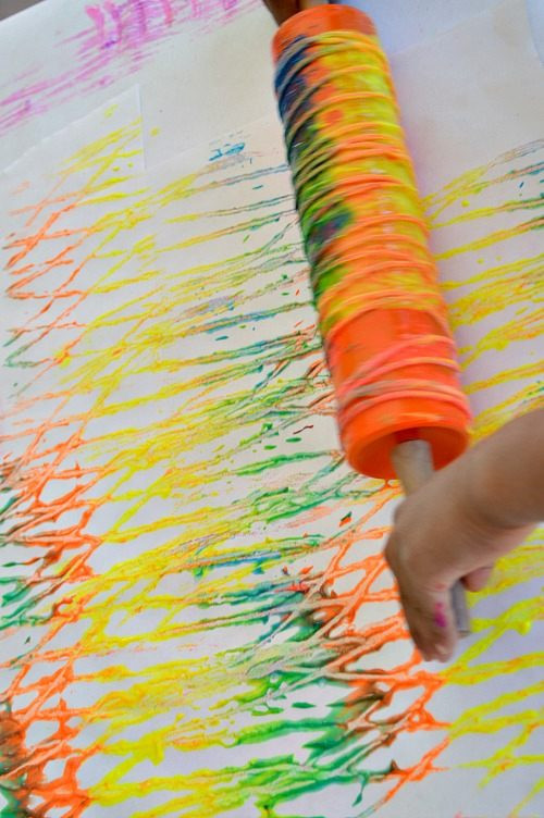 Arts Ideas For Toddlers
 Art Activities for kids Rolling Pin Yarn Prints