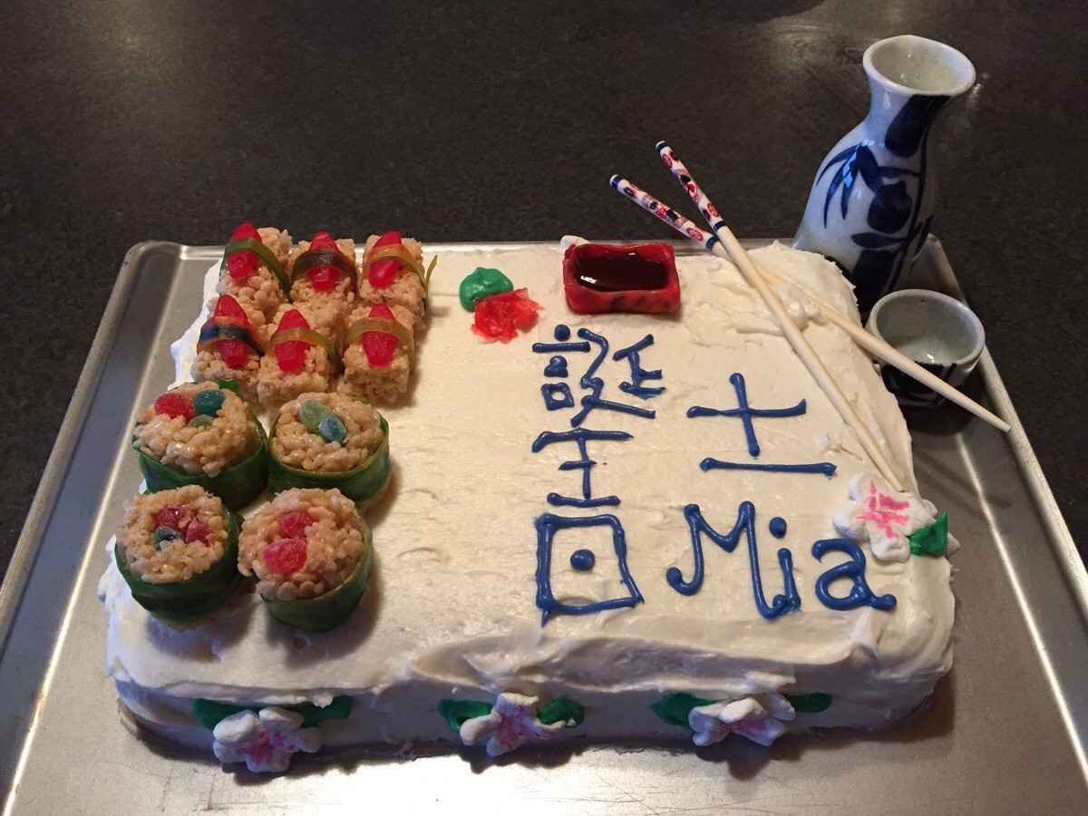 Asian Birthday Cake
 Japanese themed Birthday Cake Baking