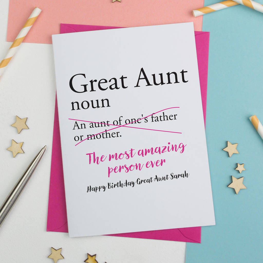 Aunt Birthday Cards
 great aunty great auntie or great aunt birthday card by a
