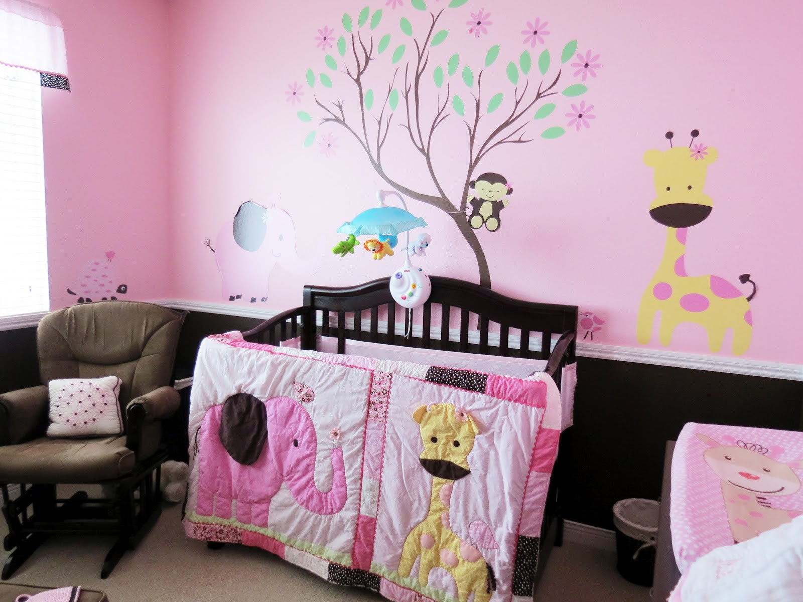Baby Animals Nursery Decor
 Creative Tradition Pink & Chocolate Baby Girl Jungle