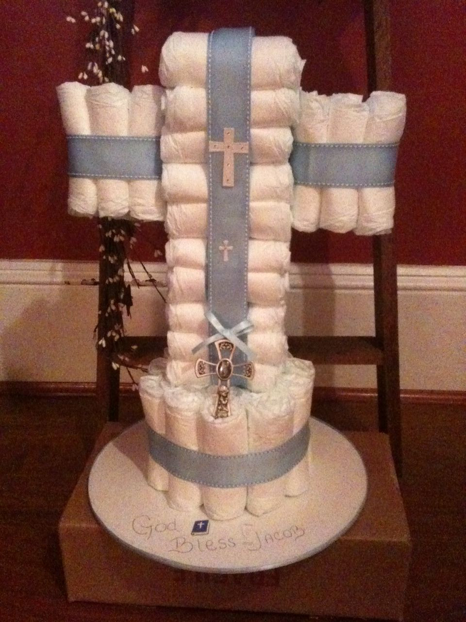 Baby Baptism Gift Ideas Boy
 baby boy baptism cross diaper cake