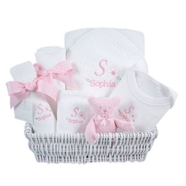 Baby Basket Gift Sets
 Luxury Personalized Layette Gift Basket Pink