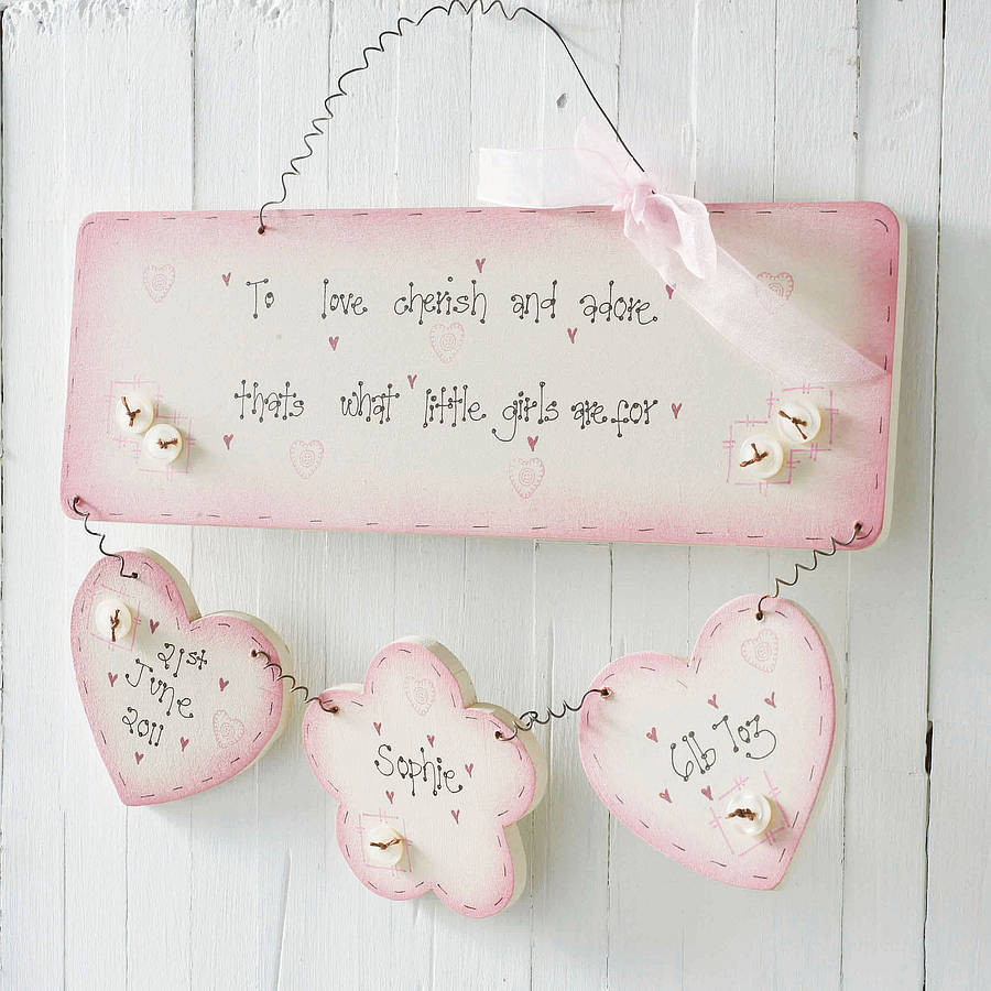 Baby Birth Gifts
 personalised handmade baby girl birth plaque keepsake by