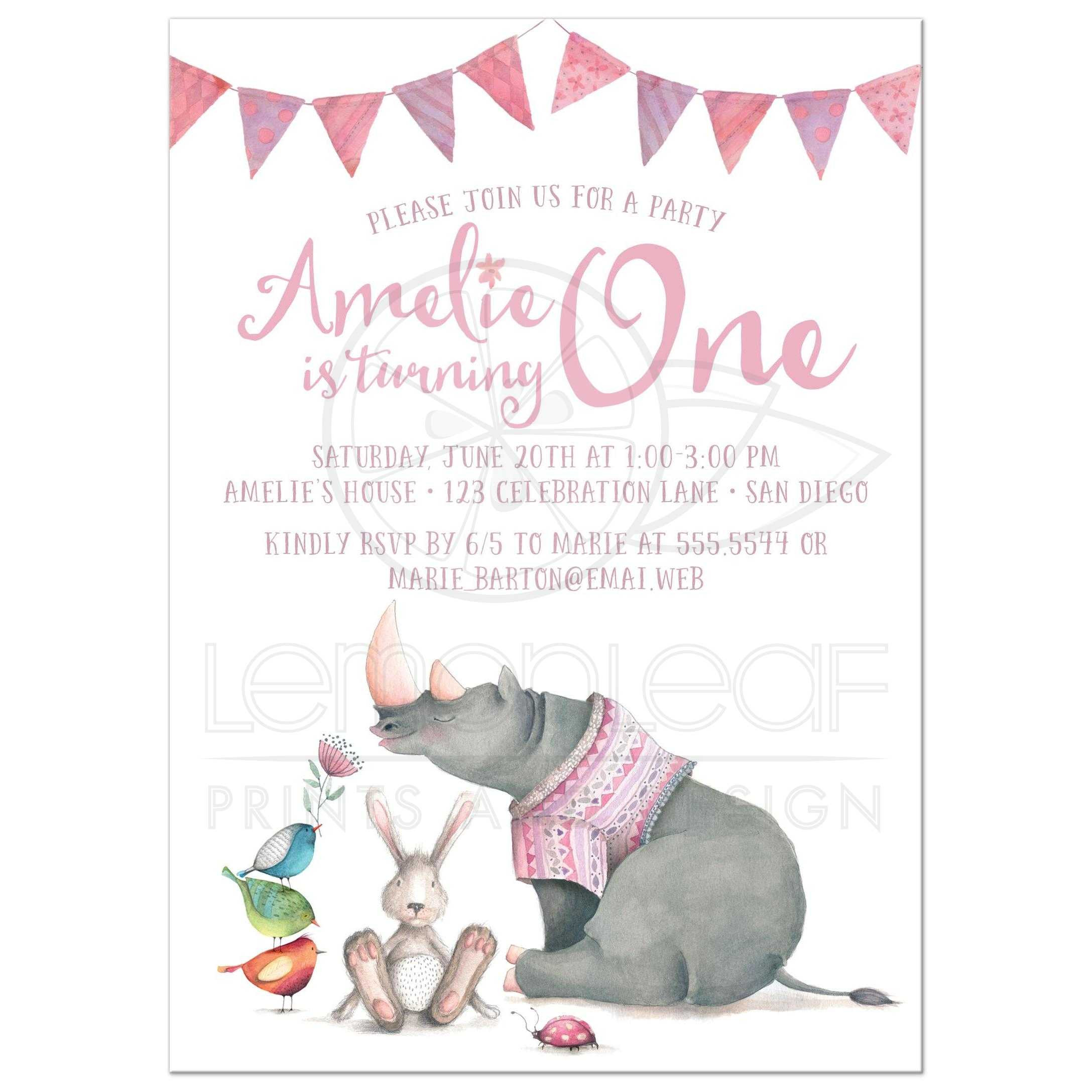 Baby Birthday Party Invitations
 1st Birthday Party Invitations Baby Animal Friends