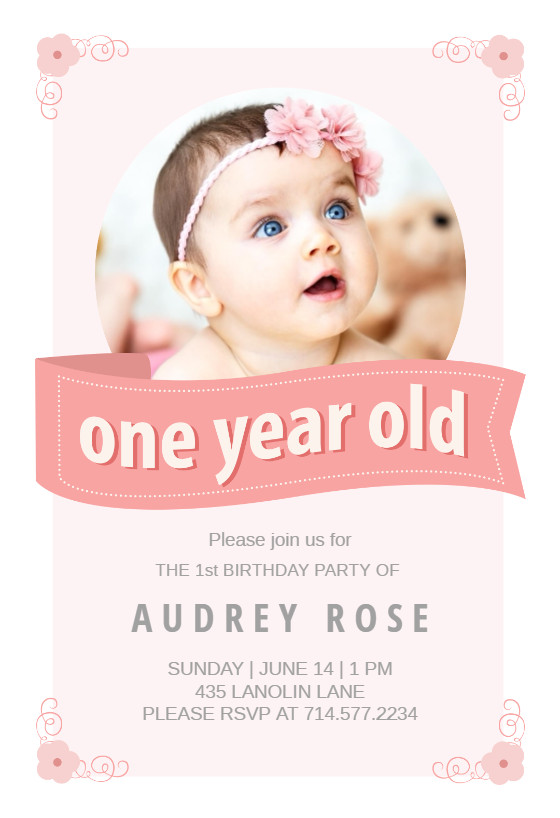 Baby Birthday Party Invitations
 Pink Ribbon Birthday Invitation Template Free