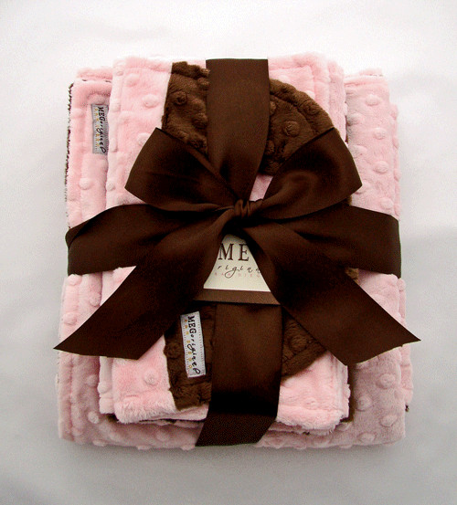 Baby Blanket Gift Sets
 Pink and Brown Baby Blanket Gift Set Baby Shower Blanket