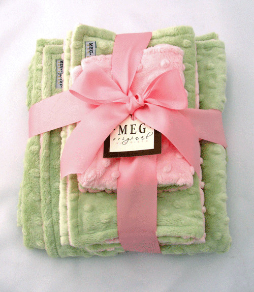 Baby Blanket Gift Sets
 Pink and Green Baby Blanket Gift Set