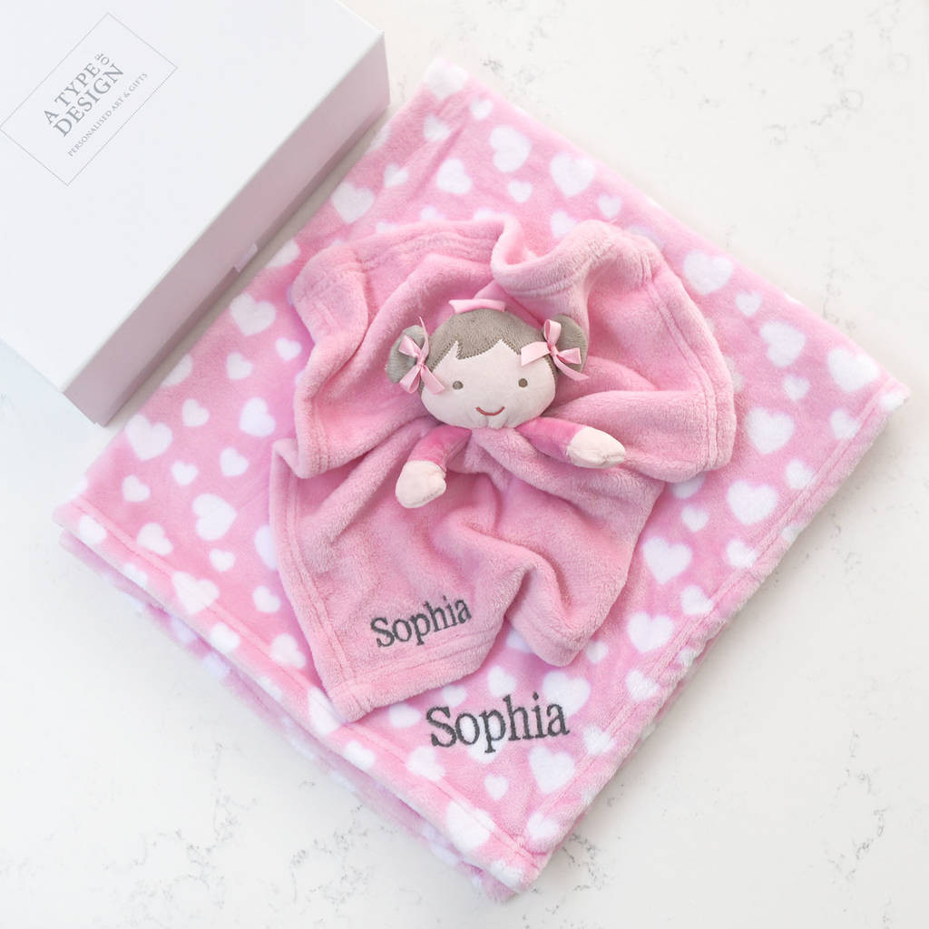 Baby Blanket Gift Sets
 personalised baby blanket and dolly forter t set by