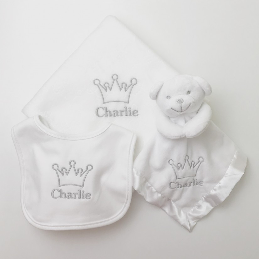 Baby Blanket Gift Sets
 Personalised Embroidered Newborn Baby Gift Set Christening