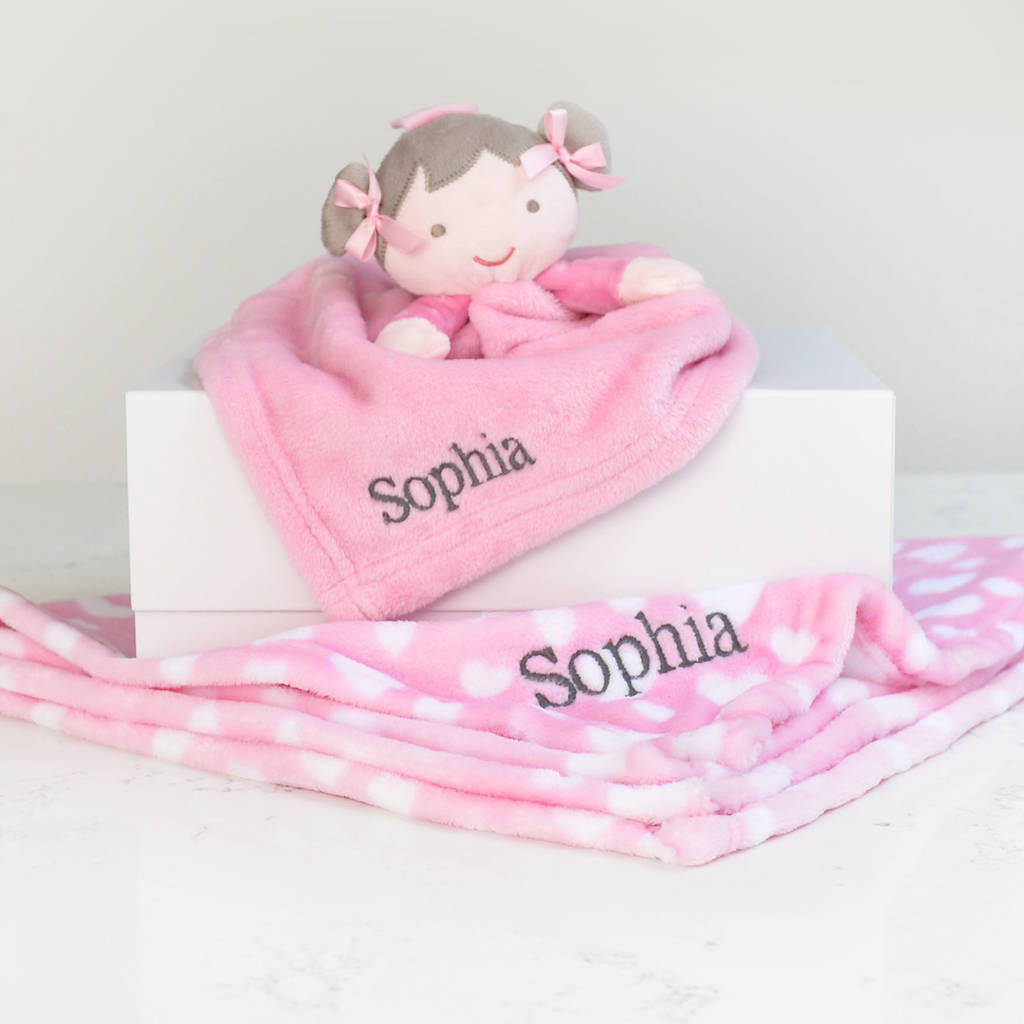 Baby Blanket Gift Sets
 personalised baby blanket and dolly forter t set by