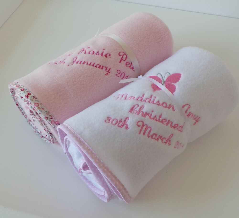 Baby Blanket Gifts
 Personalised Embroidered Baby Girls Fleece Blanket