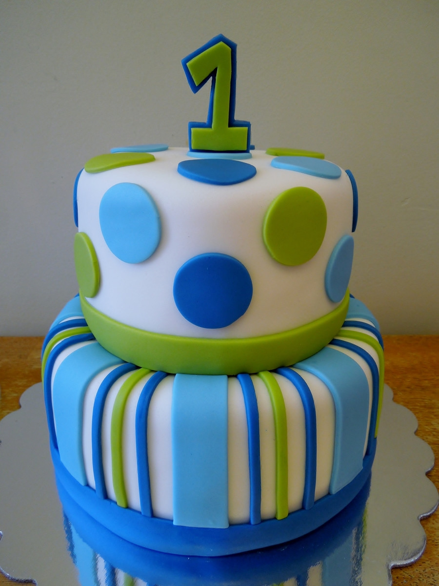 Baby Boy Birthday Cakes
 Stripes & Dots Boys 1St Birthday CakeCentral