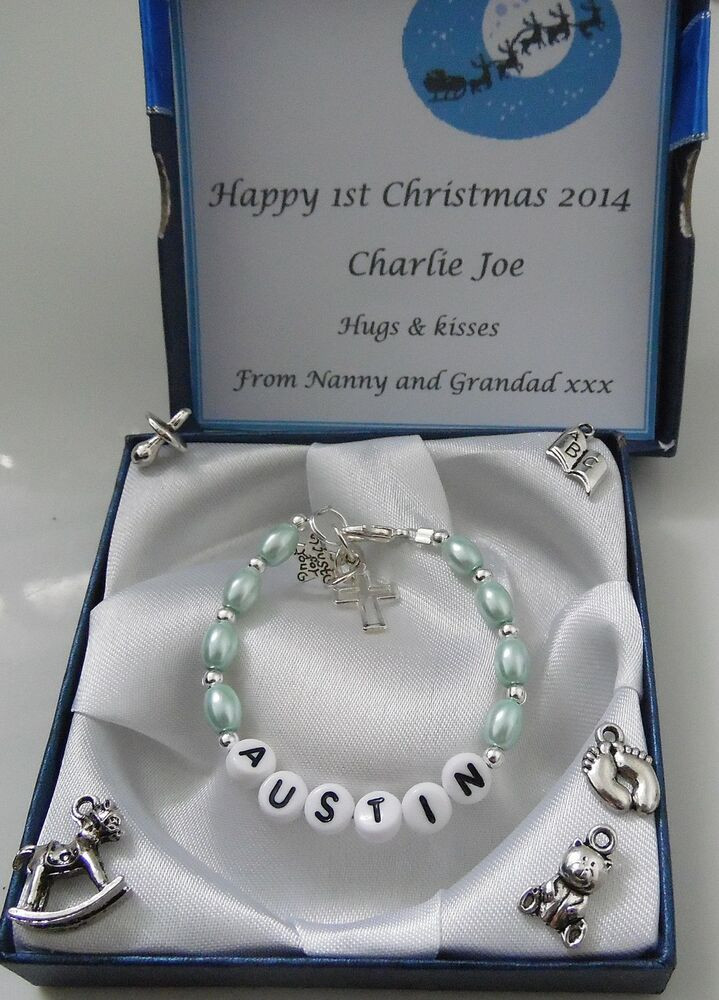 Baby Boy First Birthday Gift
 Baby Boy 1st Birthday Christening Present Bracelet & t