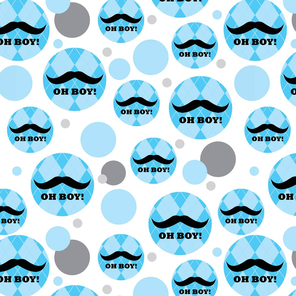 Baby Boy Gift Wrapping
 Oh Boy Mustache Blue Argyle Baby Boy Shower Premium Gift