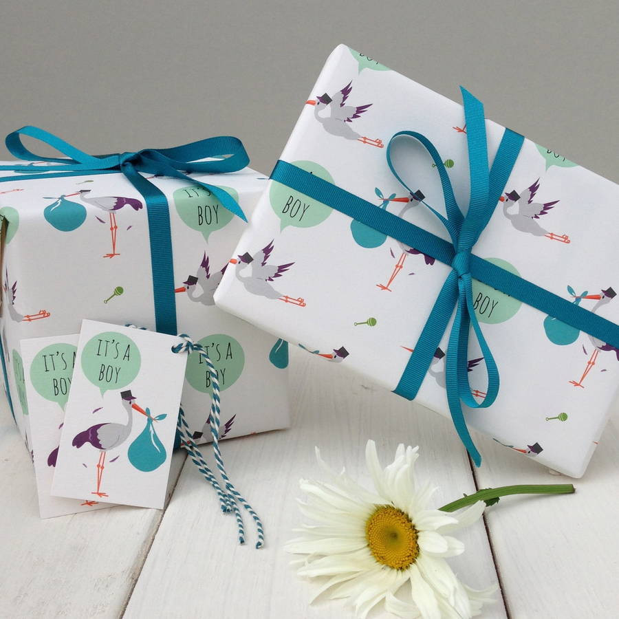Baby Boy Gift Wrapping
 New Baby Boy Gift Wrap By The Little Blue Owl