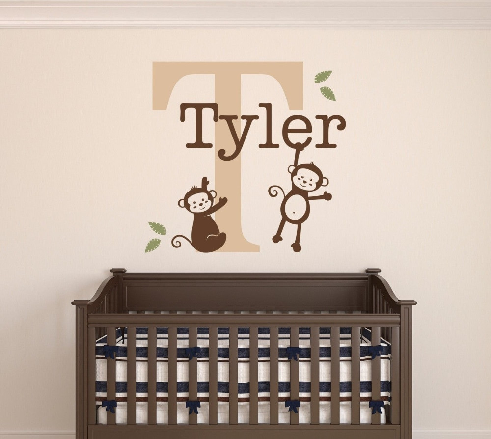 Baby Boy Room Wall Decor
 Aliexpress Buy Custom Monkeys Name Wall Decal Baby