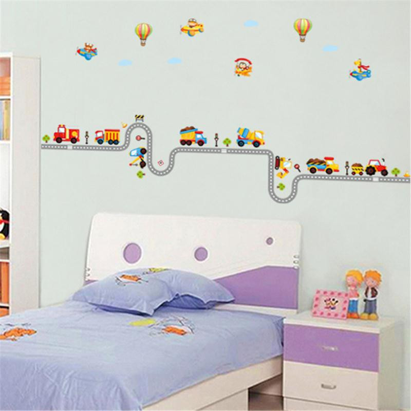 Baby Boy Wall Decor Stickers
 Cartoon Car Highway Track wall stickers for kids baby boy