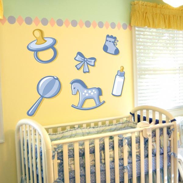 Baby Boy Wall Decor Stickers
 Baby Boy Wall Decals Set of 6