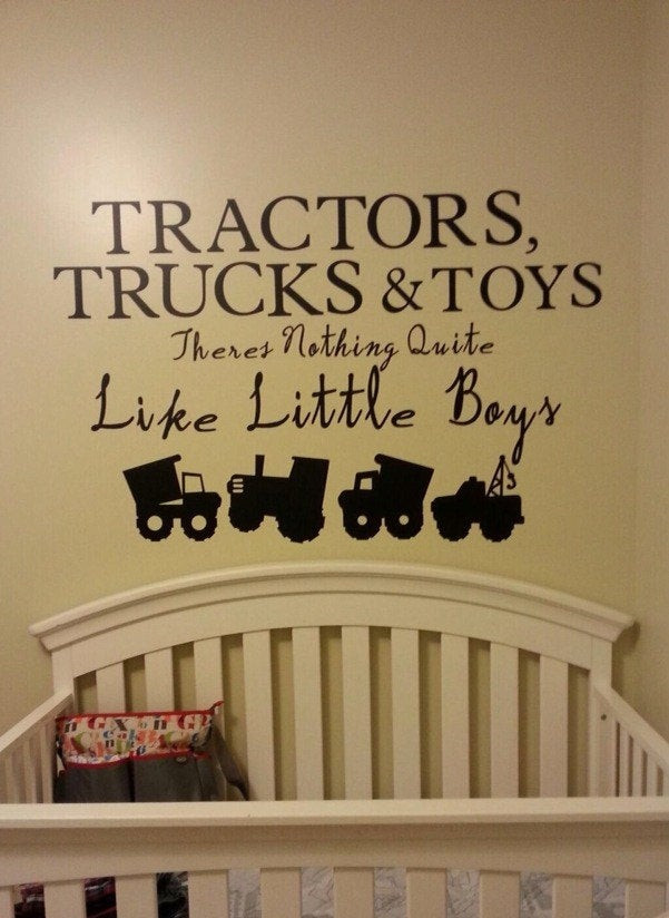 Baby Boy Wall Decor Stickers
 Baby boy nursery wall decal vinyl decal tractor construction