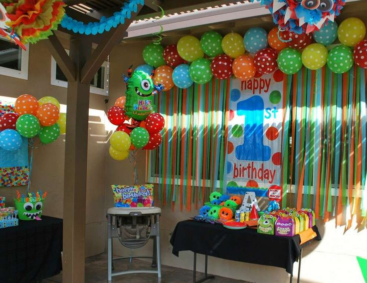 Baby Boys First Birthday Party
 Outstanding decor idea with balls for baby boy s first