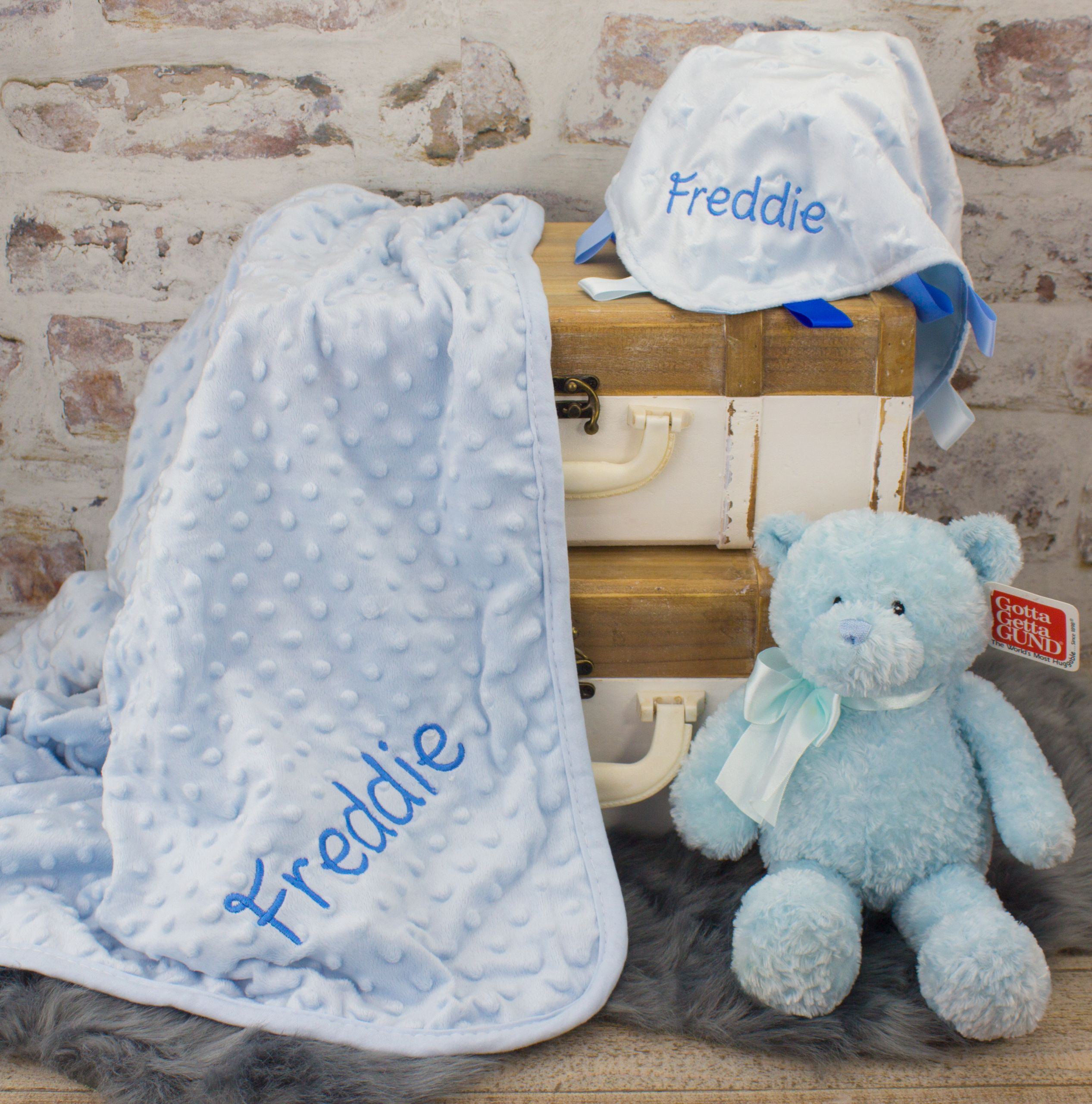 Baby Boys Gift Sets
 Personalised Blue Baby Boy Gift Set