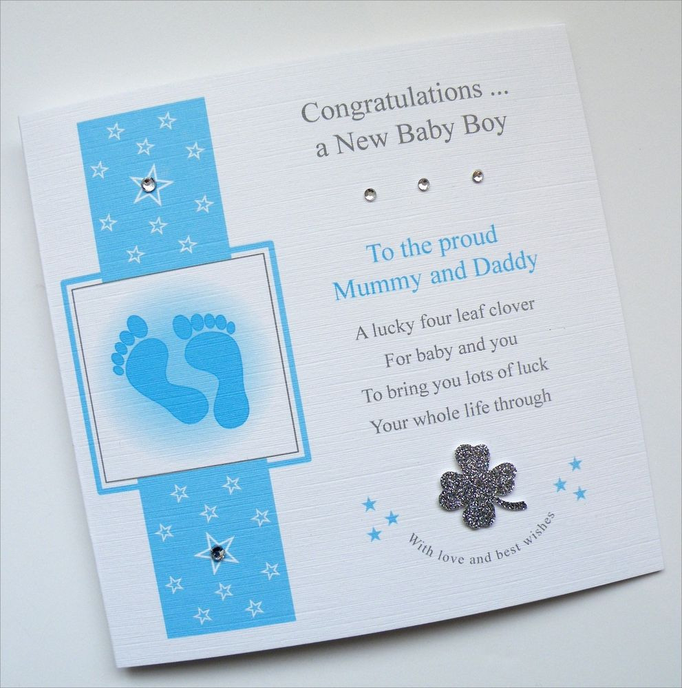 Baby Congrats Gift
 Personalised Lucky Charm Card Gift Congratulations Birth