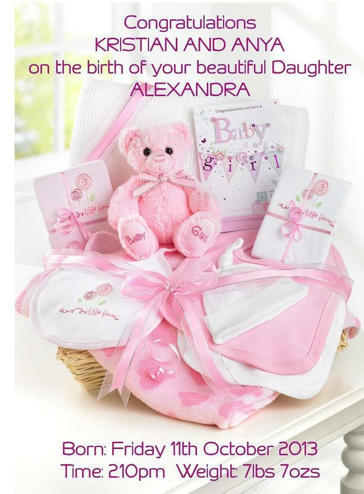 Baby Congrats Gift
 Birth of Baby Girl Congratulations A5 Card Personalised