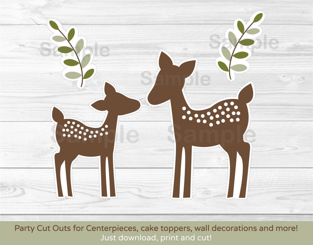 Baby Deer Decor
 Baby Deer Party Cutouts Decorations Printable